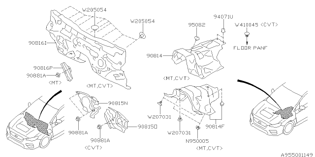 2015 Subaru WRX STI Floor Insulator Diagram