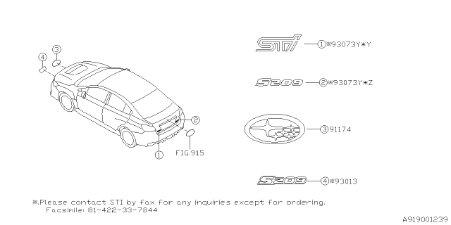 2019 Subaru WRX Letter Mark Diagram 2