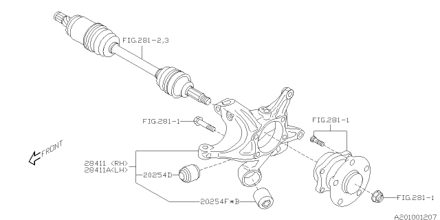 2016 Subaru WRX Housing Assembly Rear LH Diagram for 28411VA010