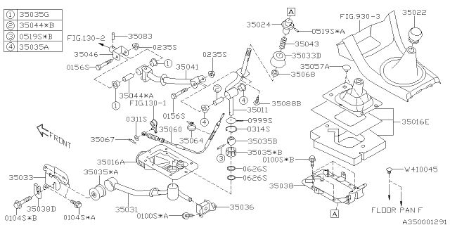 2017 Subaru WRX STI Manual Transmission Shift Control Cable Diagram for 35060VA010