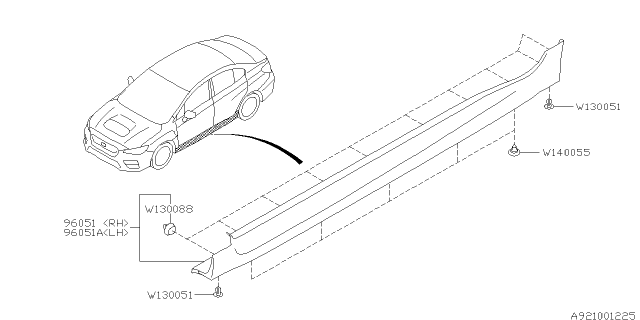2017 Subaru WRX Spoiler Assembly Side LH Diagram for 96051VA010E4
