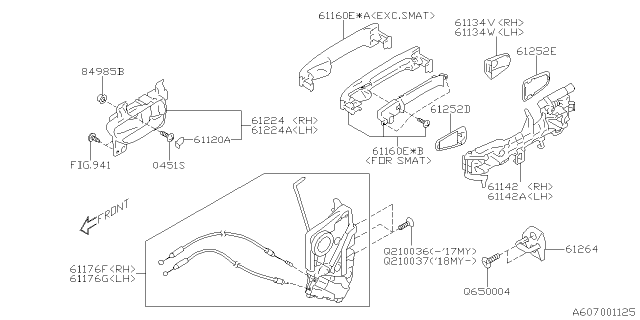 2016 Subaru WRX Outer Door Handle Diagram for 61160FJ000E6