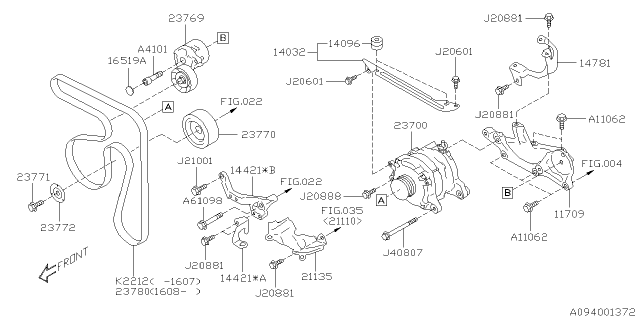 2017 Subaru WRX Alternator Assembly Diagram for 23700AA911