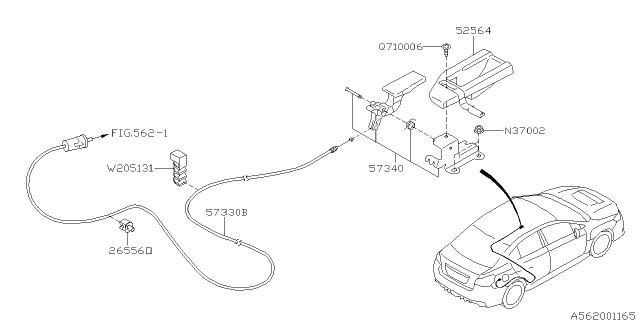 2015 Subaru WRX Cable Assembly Fuel LH Diagram for 57330VA010