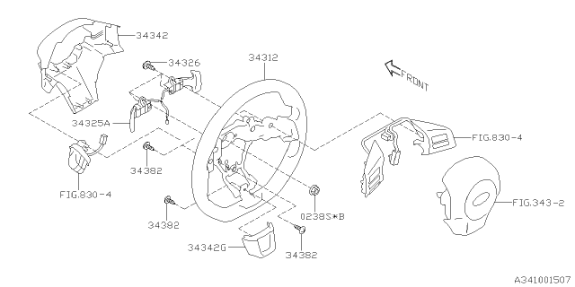 2018 Subaru WRX Steering Wheel Base Assembly Diagram for 34312VA022VH