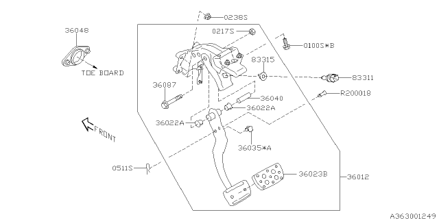 2015 Subaru WRX STI Pedal System Diagram 3