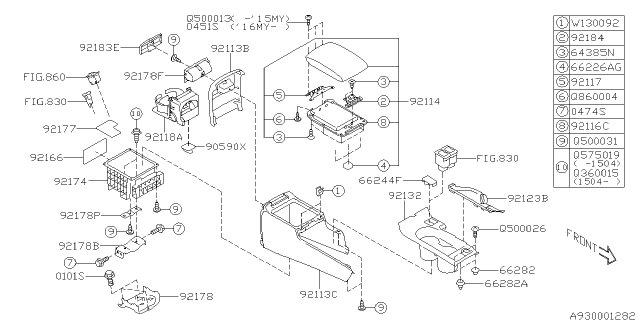 2018 Subaru WRX Console Box Diagram 1