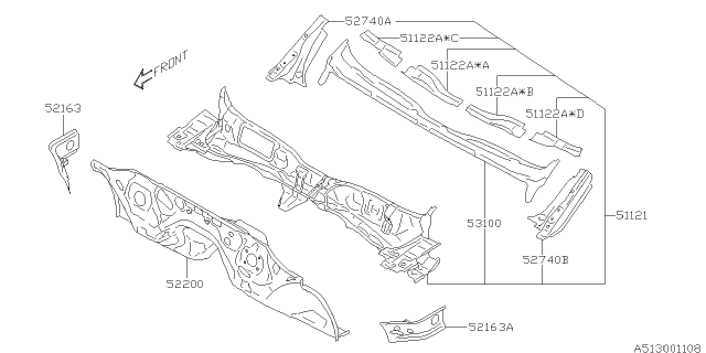 2015 Subaru WRX Duct Complete Rear LH Diagram for 51129VA0209P