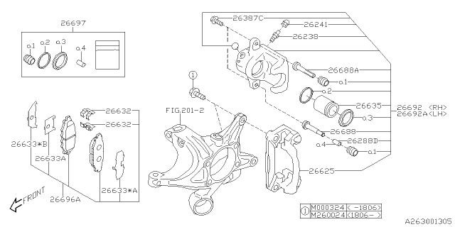 2018 Subaru WRX STI Disk Brake Kit Rear LH Diagram for 26692AL010