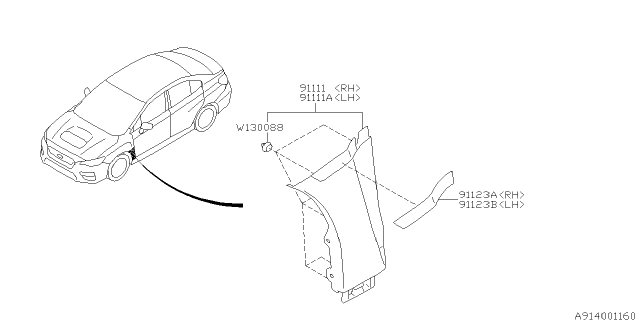 2020 Subaru WRX Outer Garnish Diagram 1