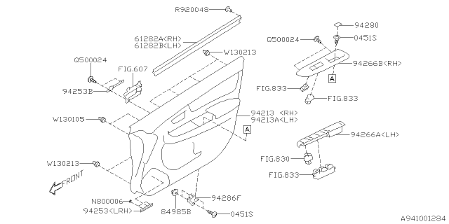 2020 Subaru WRX Trim Sub Assembly Door Front Diagram for 94212VA370VH