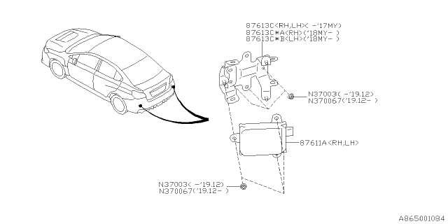 2017 Subaru WRX STI Radar Bracket Sdn Diagram for 87613VA020