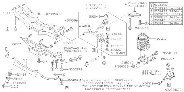 2016 Subaru WRX STI Front Suspension Diagram 1