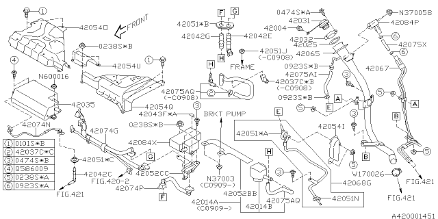 2010 Subaru Impreza STI Filler Cap Assembly Diagram for 42031AG000