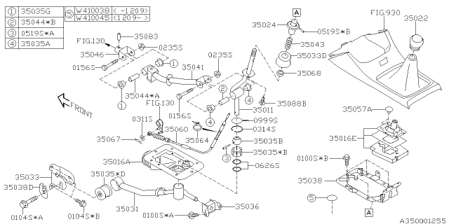 2013 Subaru Impreza WRX Lever Complete Gear Shift Diagram for 35011FG000