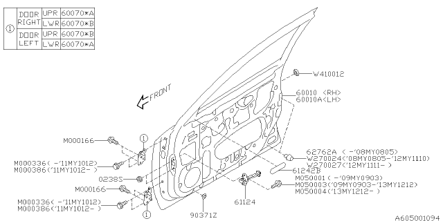 2012 Subaru Impreza STI Hinge Assembly (F) Fb Diagram for 60079FA011