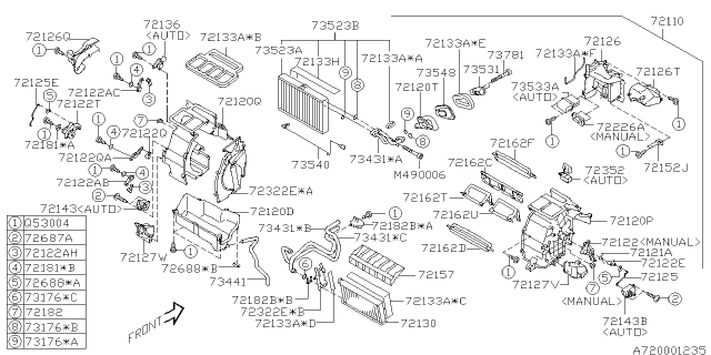 2011 Subaru Impreza Heater Unit Diagram for 72110FG081