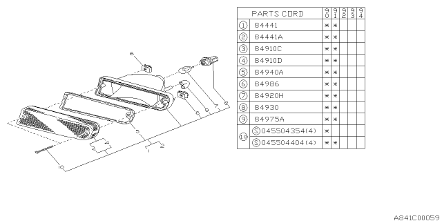 1990 Subaru Legacy Lens Diagram for 84910AA050
