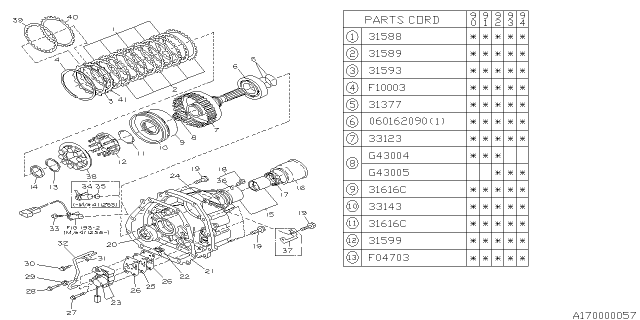 1990 Subaru Legacy Automatic Transmission Transfer & Extension Diagram 1