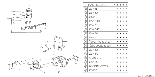 1994 Subaru Legacy Master Cylinder Repair Kit Diagram for 26471AA010