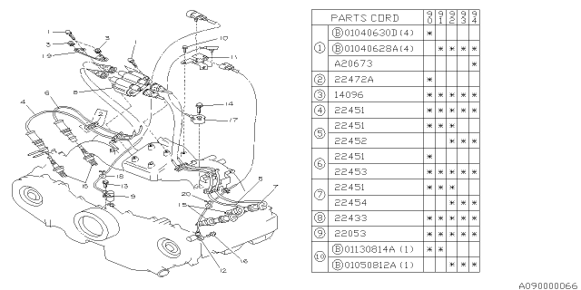 1994 Subaru Legacy Engine Crankshaft Position Sensor Diagram for 22053AA010