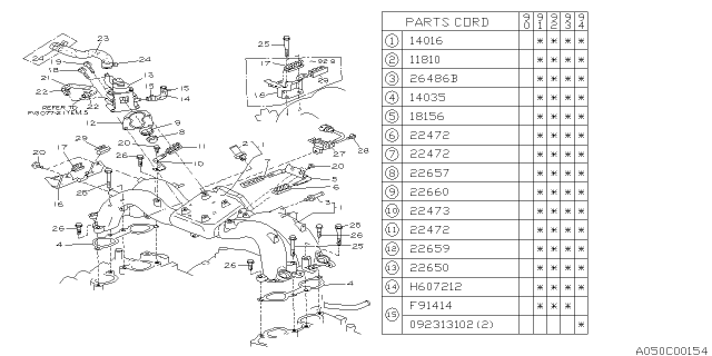 1991 Subaru Legacy Valve Assembly Air Control Diagram for 22650AA050