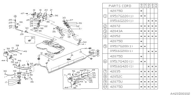1990 Subaru Legacy Fuel Tank Filter Diagram for 42072AA010