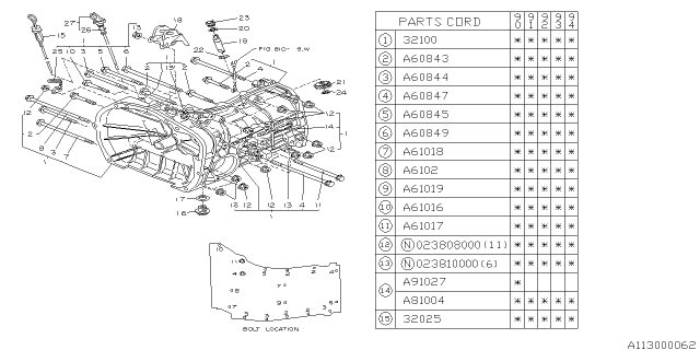 1992 Subaru Legacy Manual Transmission Case Diagram 1