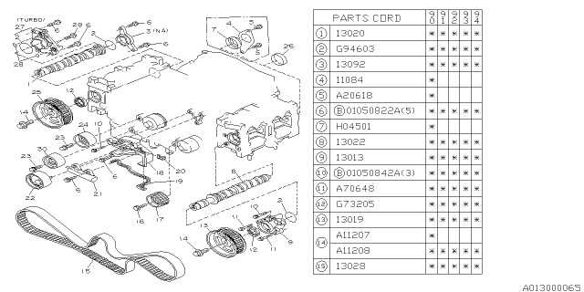 1990 Subaru Legacy Timing Belt Diagram for 13028AA101