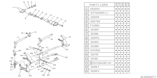 1992 Subaru Legacy Shifter Fork & Shifter Rail Diagram 1