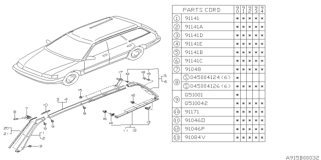 1993 Subaru Legacy Molding Diagram 3