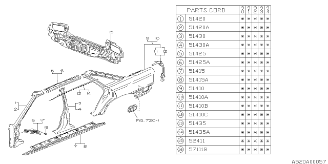 1990 Subaru Legacy Side Body Outer Diagram 1