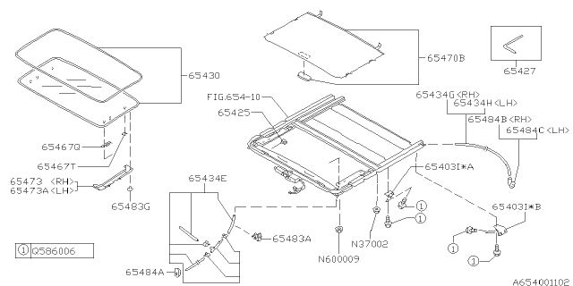 1998 Subaru Outback Sunroof Lid Assembly Diagram for 65430AC130