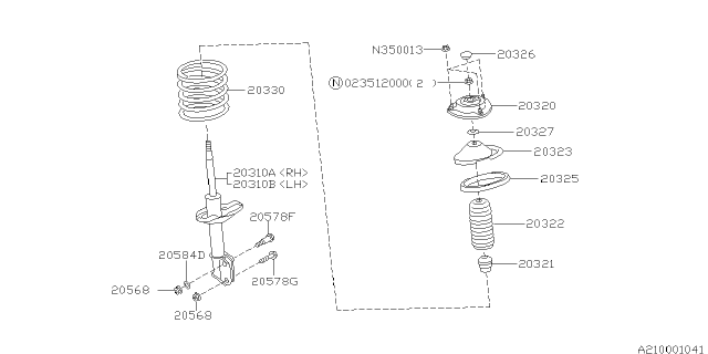 1997 Subaru Legacy Front Coil Spring Diagram for 20330AC310