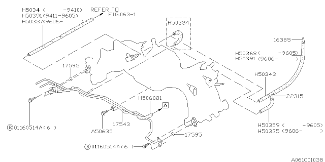 1998 Subaru Legacy Return Pipe Diagram for 17543AA201