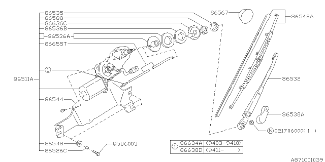 1997 Subaru Legacy Wiper - Rear Diagram