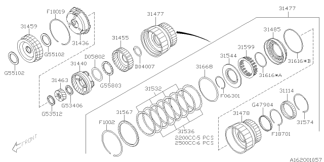 1999 Subaru Outback Clutch Assembly Low Diagram for 31477AA010