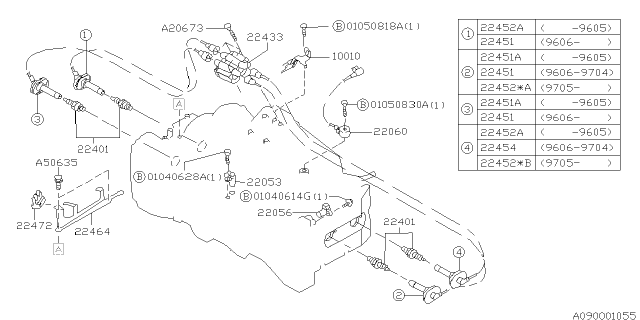 1999 Subaru Outback Knock Sensor Diagram for 22060AA070