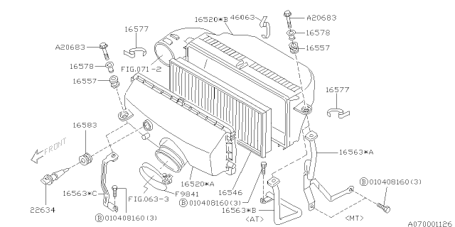 1999 Subaru Outback Air Filter Diagram for 16546AA07A