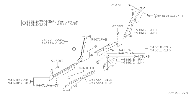 1995 Subaru Legacy Inner Trim Diagram 1