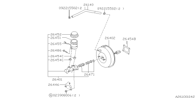 1999 Subaru Outback Brake System - Master Cylinder Diagram 1