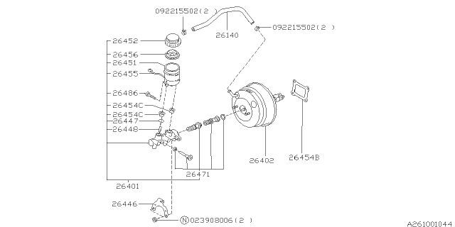 1998 Subaru Outback Master Cylinder Repair Kit Diagram for 26471AA031