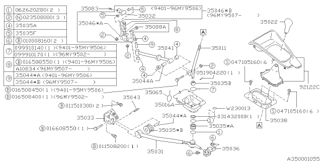 1998 Subaru Legacy Manual Gear Shift System Diagram 1