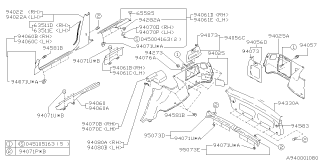 1995 Subaru Legacy Inner Trim Diagram 2