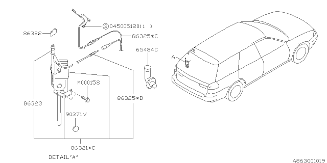 1999 Subaru Legacy Audio Parts - Antenna Diagram 2