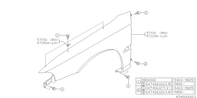 1995 Subaru Legacy Fender Diagram