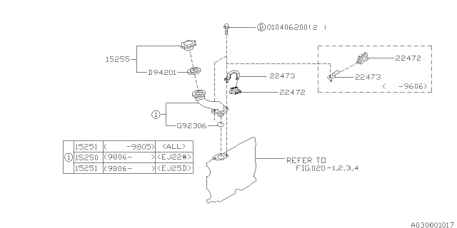 1999 Subaru Legacy Spark Plug Cord Stay Diagram for 22473AA711