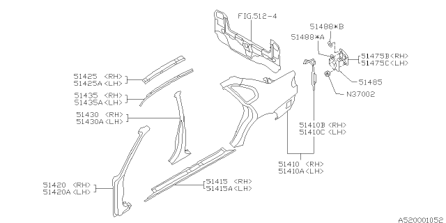 1997 Subaru Legacy Side Body Outer Diagram 1