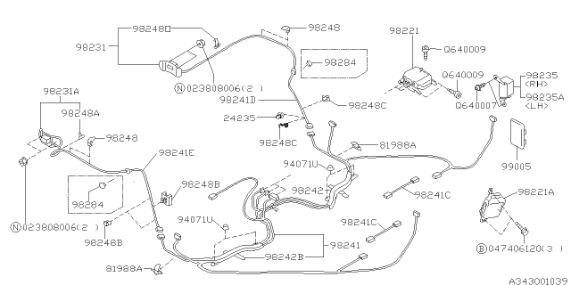 1998 Subaru Legacy A/B Sensor Assembly Front Diagram for 98231AC110