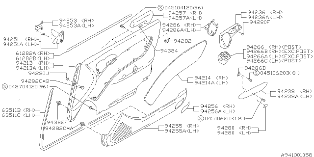 1995 Subaru Legacy Door Trim Diagram 1